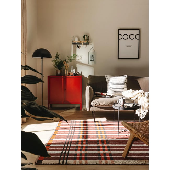 Tapis en coton tissé main LEANDER Couleur marron <span itemprop=