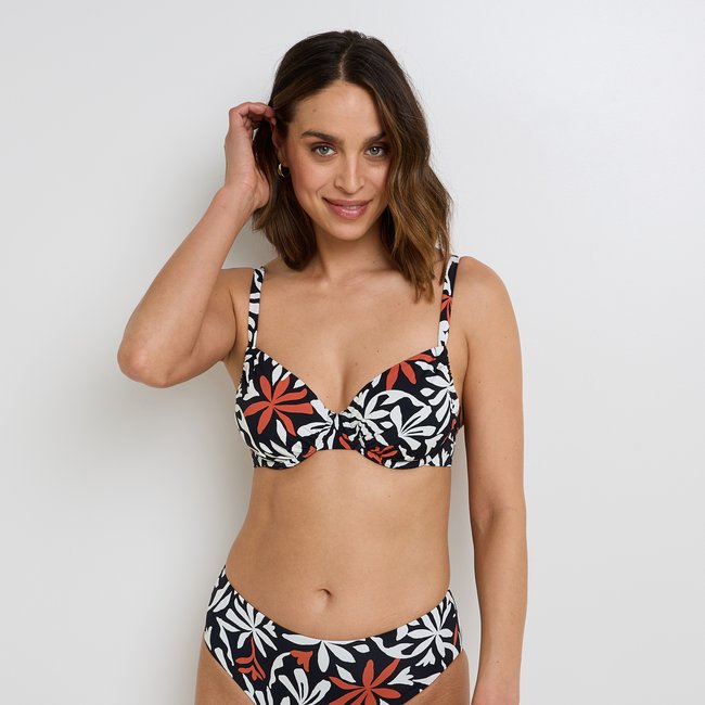Haut de maillot de bain corbeille NACRE multico noir <span itemprop=