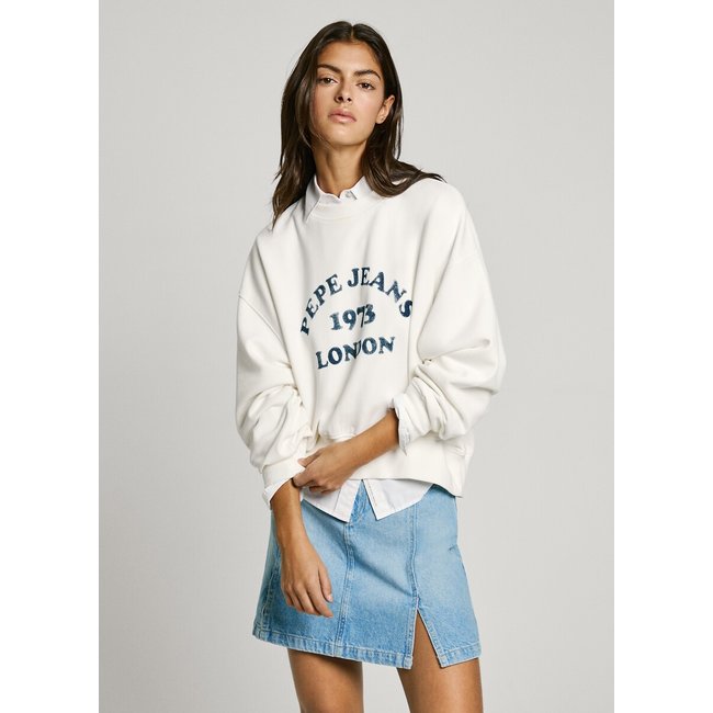 Свитшот короткий с логотипом экрю PEPE JEANS