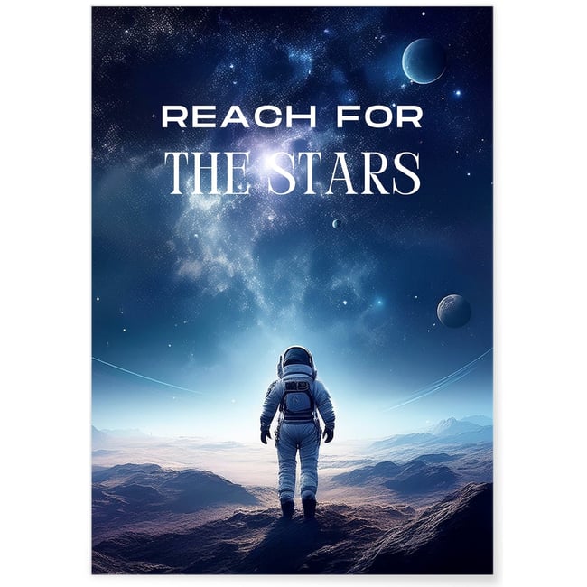 Affiche Motivation Reach for the Stars Couleur blanc <span itemprop=