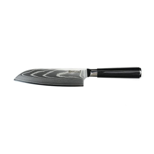 Couteau santoku noir damas 32cm avec étui - 