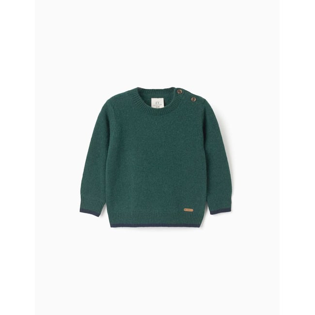 Pull en laine mélangée B&S vert <span itemprop=