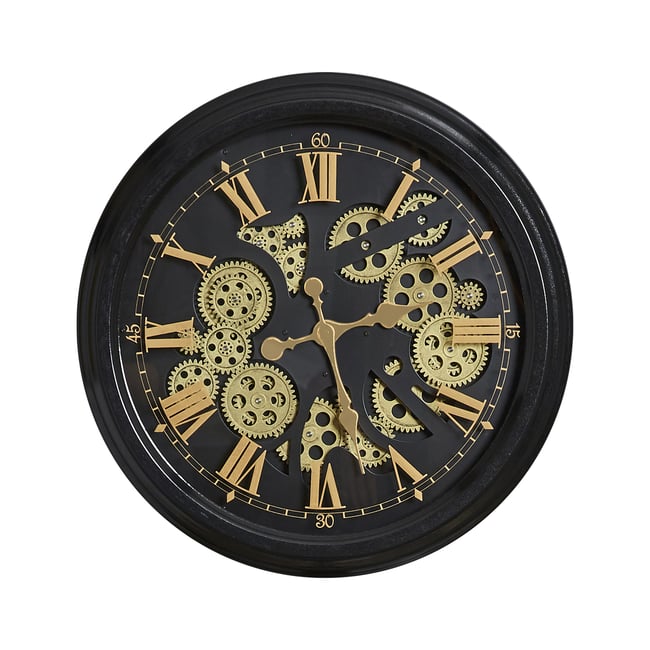 Horloge ronde mécanisme apparent 52x9x52cm Couleur noir <span itemprop=