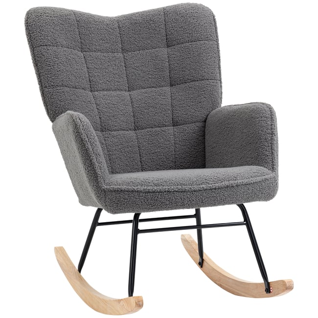 Fauteuil à bascule Revêtement bouclette Gris Couleur gris foncé <span itemprop=