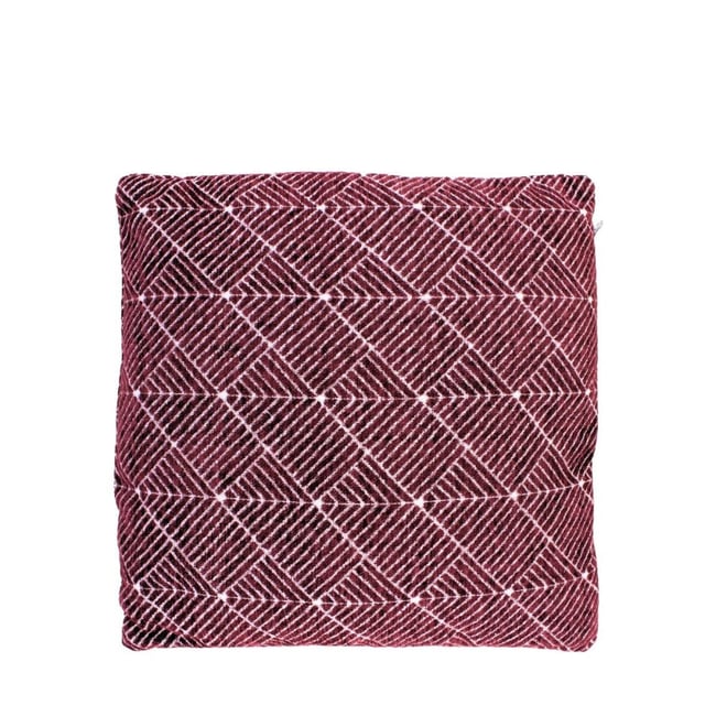 Coussin motifs géométriques 40cm bordeau <span itemprop=