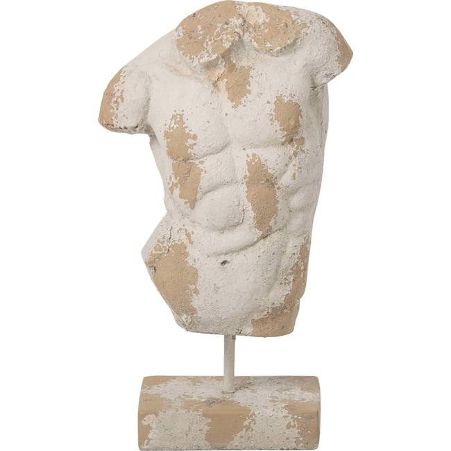 Sculpture buste masculin esprit antique Couleur écru et beige patiné <span itemprop=