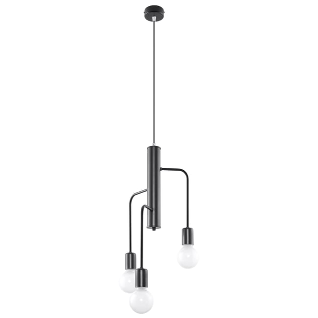 Suspension Acier Noir E27 3 Duomo Couleur noir <span itemprop=