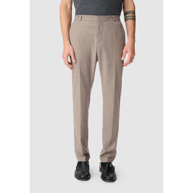 Pantalon de costume chiné TRAVEL SUIT marron <span itemprop=