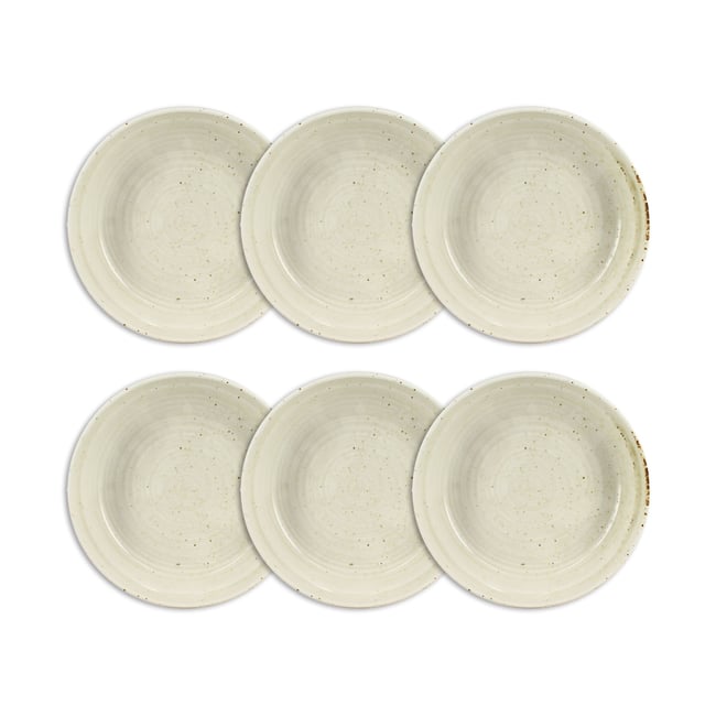 Lot de 6 assiettes creuses 34cl en porcelaine, ORA Couleur beige <span itemprop=