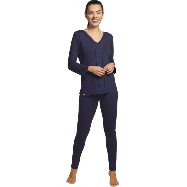 Tenue OCÉANE détente et intérieur pyjama leggings haut Vainica bleu marine <span itemprop=
