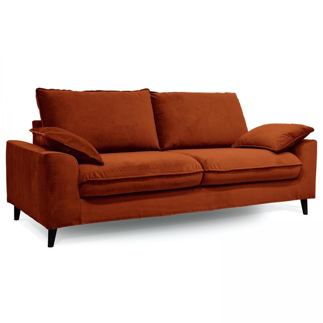 Canapé en velours 3 places , JAROD Couleur rouille <span itemprop=