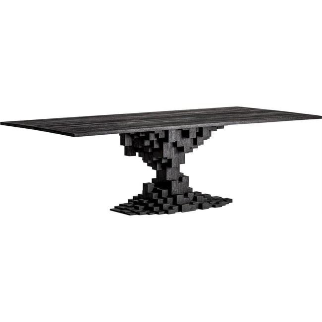 Table de salle à manger en bois de manguier Couleur noir profond bois de mangue <span itemprop=