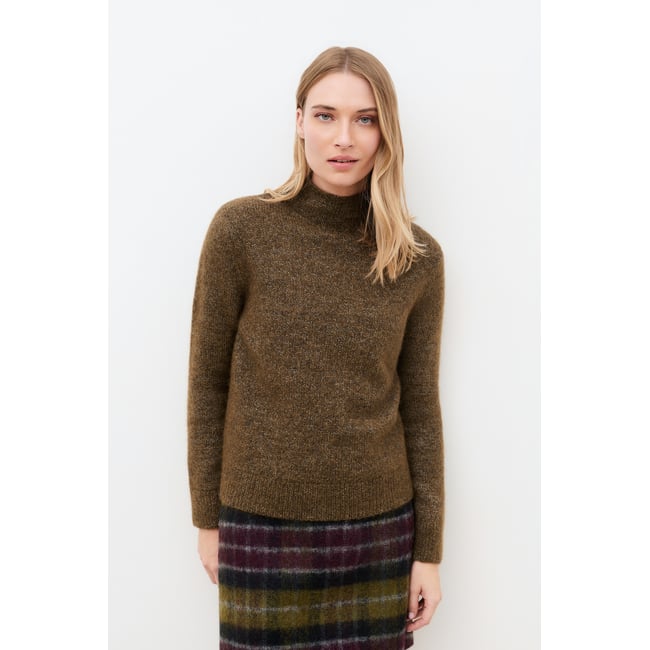 Pull droit col montant MROSINA vert olive <span itemprop=