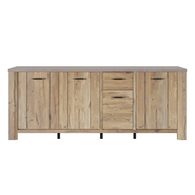 Buffet 4 portes avec finition minérale Couleur beige <span itemprop=