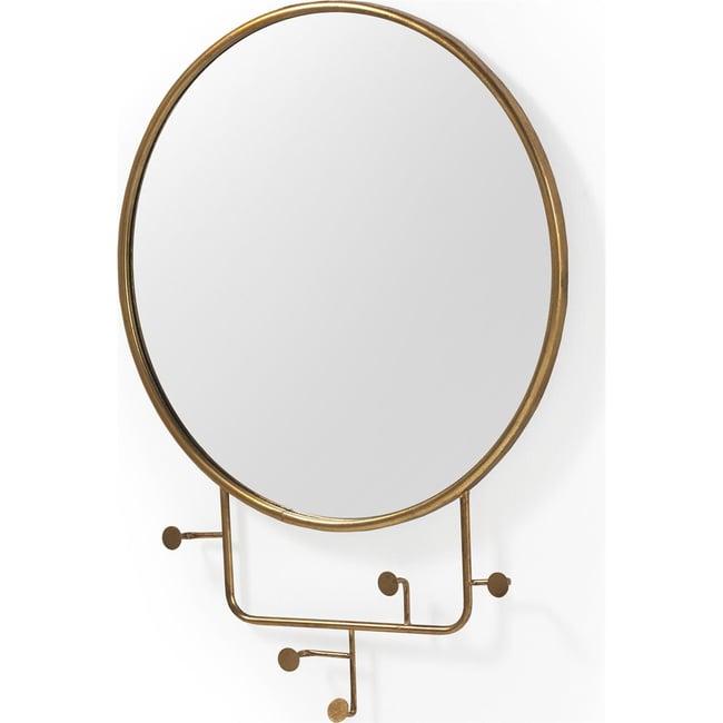 Miroir mural rond en métal à suspendre Couleur doré finition mate <span itemprop=