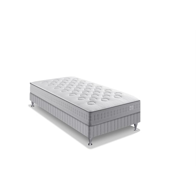 Ens INITIAL 160x200 matelas H23 ressort ensachés, ferme, 2 sommiers Couleur blanc <span itemprop=