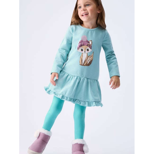 Robe courte en sweat menthe <span itemprop=