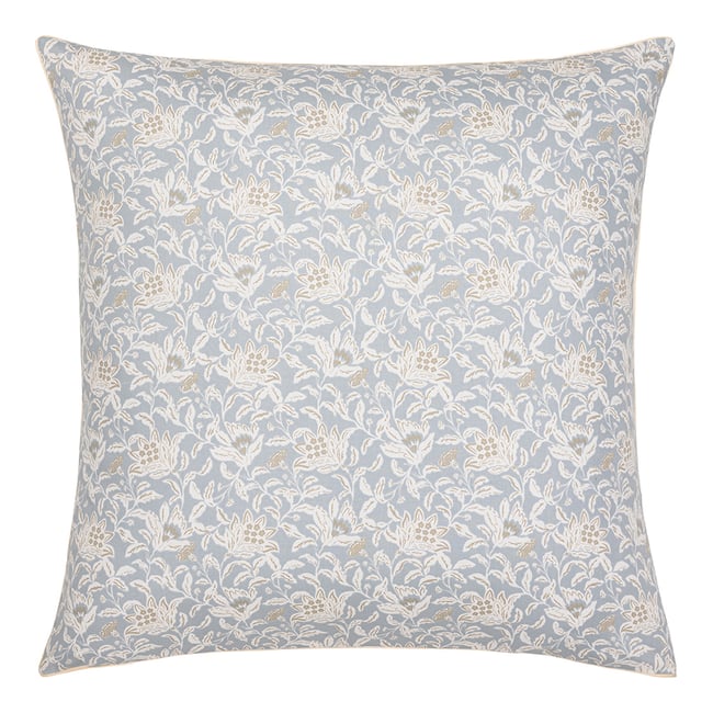 Taie d'oreiller imprimée en percale de coton, ROSÉE SAUVAGE bleu clair <span itemprop=