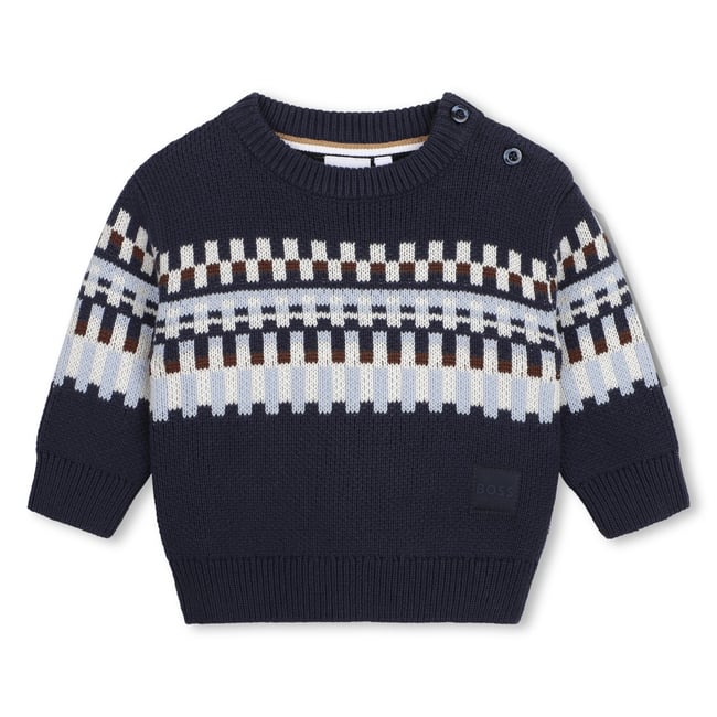 Pull tricot bleu cargo <span itemprop=