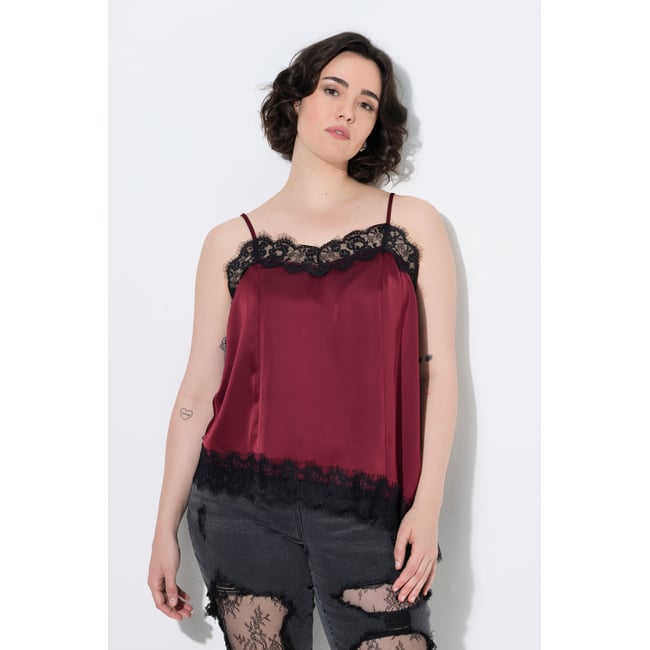 Haut avec dentelle (sans manches) rouge vin <span itemprop=