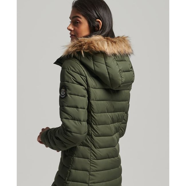 Manteau super long Fuji vert mousse foncé <span itemprop=