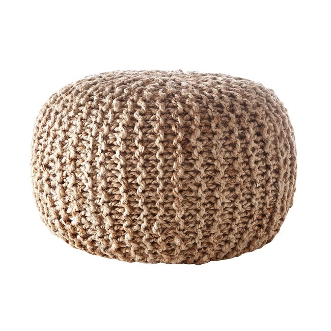 Runder Sitzsack BISHO, geflochtene Jute naturbeige <span itemprop=