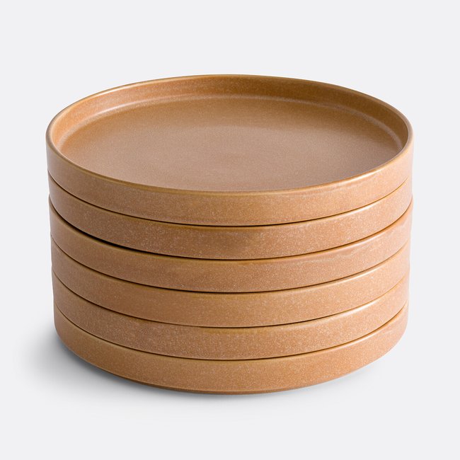 Lot de 6 assiettes plates émail réactif, Boldi Couleur caramel <span itemprop=