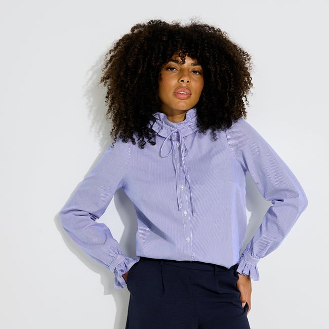 Chemise col et manches détachables bleu <span itemprop=