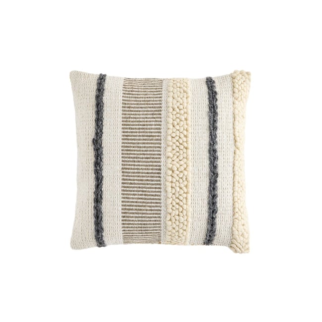 Coussin à rayures texturées gris <span itemprop=