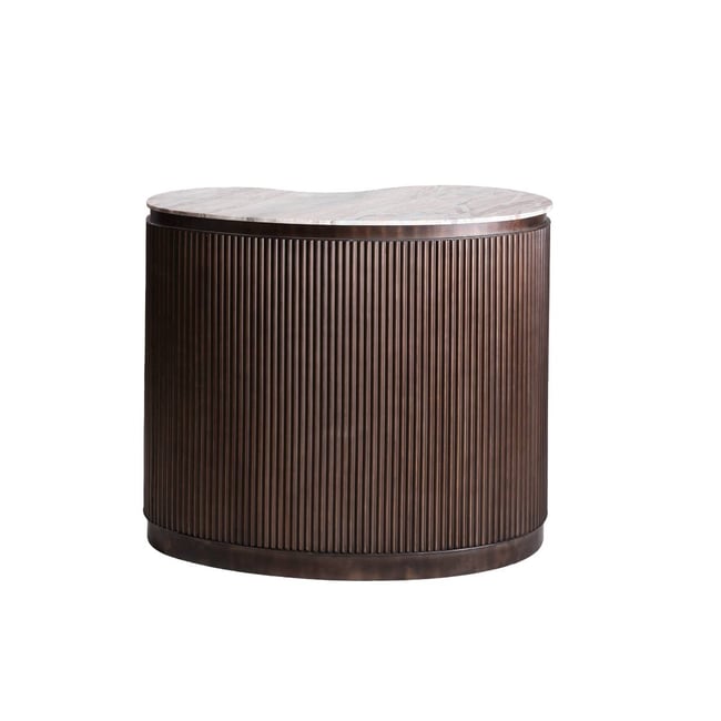 Meuble bar haricot en marbre et métal  ORLANDO Couleur marron <span itemprop=