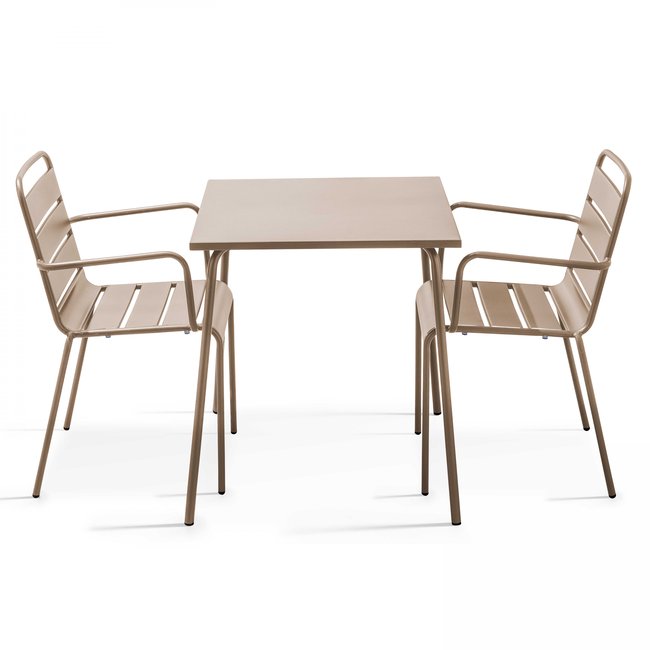 Salon de jardin table bistrot et 2 fauteuils en métal, PALAVAS - OVIALA