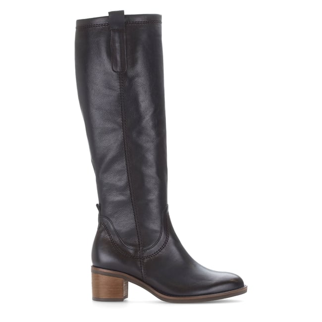 Bottes en cuir à talon décroché bleu <span itemprop=