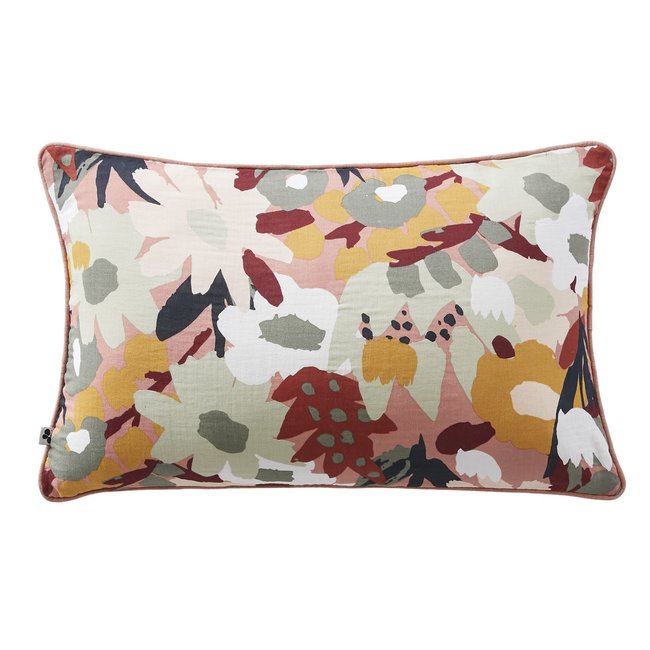 Coussin dehoussable en gaze de coton Leane jaune <span itemprop=
