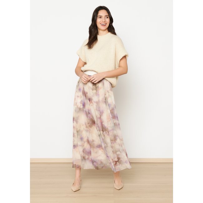 Jupe en mesh à imprimé flou lt beige <span itemprop=