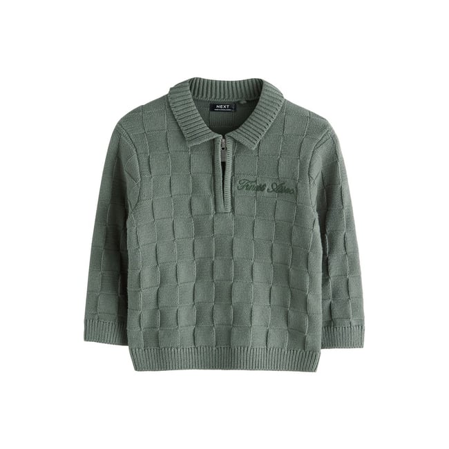 Polo en maille texturée à col zippé - NEXT