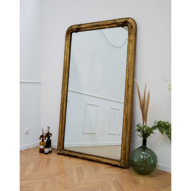 Mmense miroir Louis Philippe Georges N°562 - Bon état Couleur doré <span itemprop=