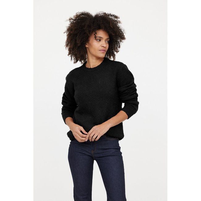 Pull manches longues laine regular COLINA noir <span itemprop=