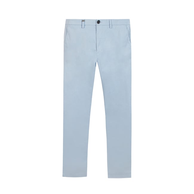 Pantalon chino slim bleu ciel <span itemprop=