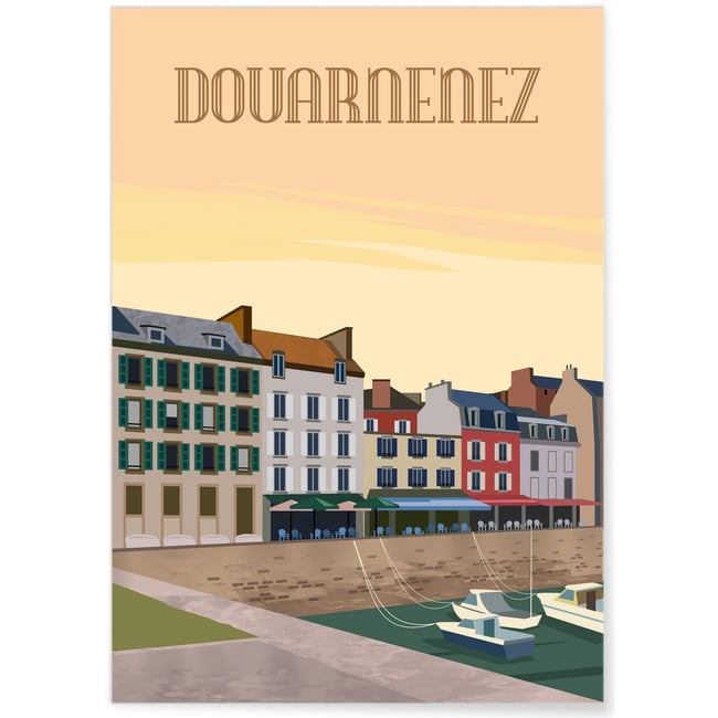 Affiche ville Douarnenez Couleur blanc <span itemprop=