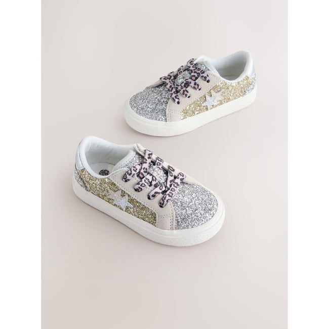 Baskets à étoiles scintillantes doré <span itemprop=