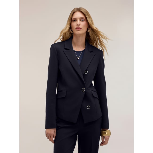 Blazer croisé bleu <span itemprop=