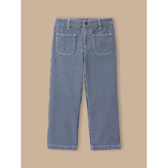 Pantalon droit rayé rayure ikory bleue <span itemprop=