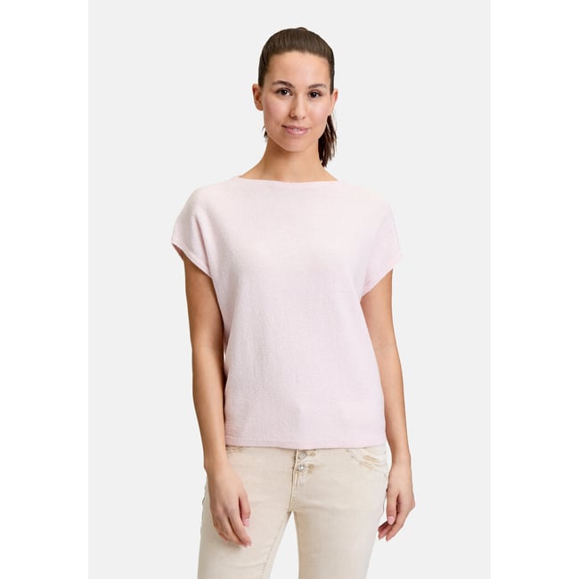 T-Shirt avec structure manches courtes rose dust melange <span itemprop=