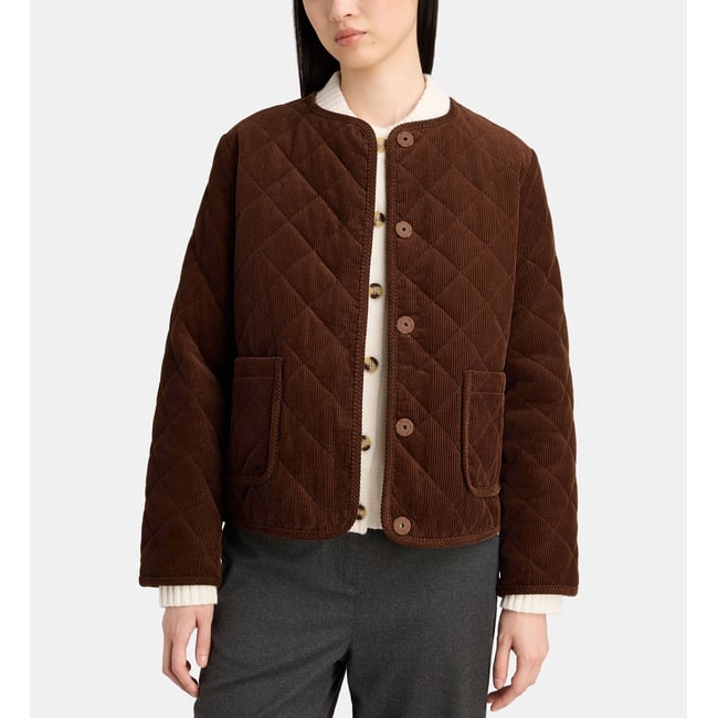 Veste droite orfila en velours matelassé tabac <span itemprop=