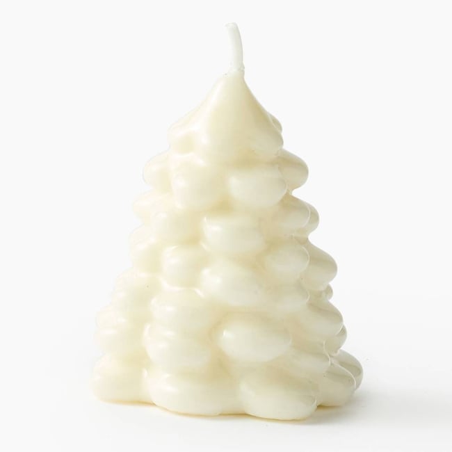 Bougie sapin enneigé laqué, 7,7*7,9*9,2cm, en cire - MONOPRIX