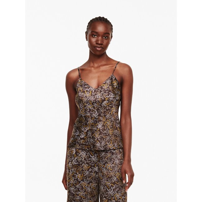 Max Printed Satin Cami, dark blue print, PASSIONATA
