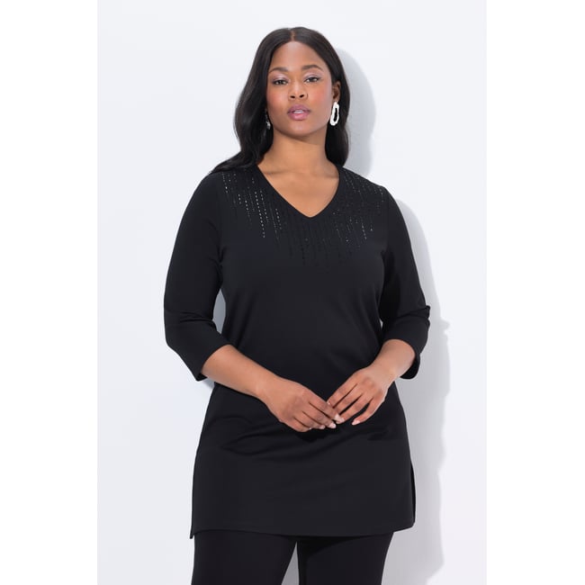 Sweat-shirt avec strass fantaisie noir <span itemprop=