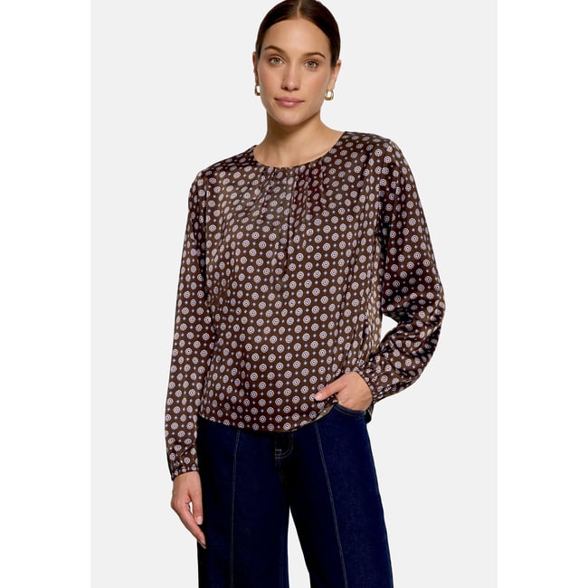 Chemisier en satin à imprimé brown/blue <span itemprop=