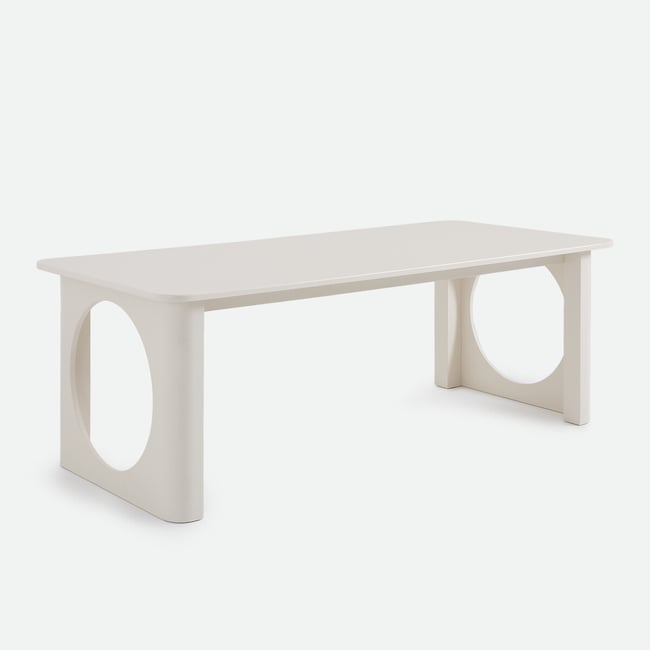 Table à manger, rectangulaire, pieds sculptés, 6 à 8 personnes, MORTI Couleur ecru <span itemprop=