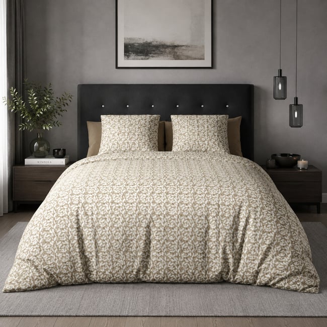 Parure housse de couette en microfibre, Carmel multicolore <span itemprop=